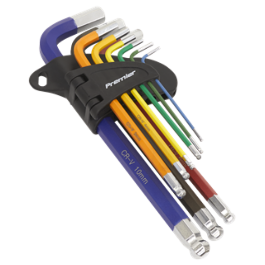Sealey AK7190 9 Piece Colour Coded Ball End Hexagon Key Set 1.5-10mm Long