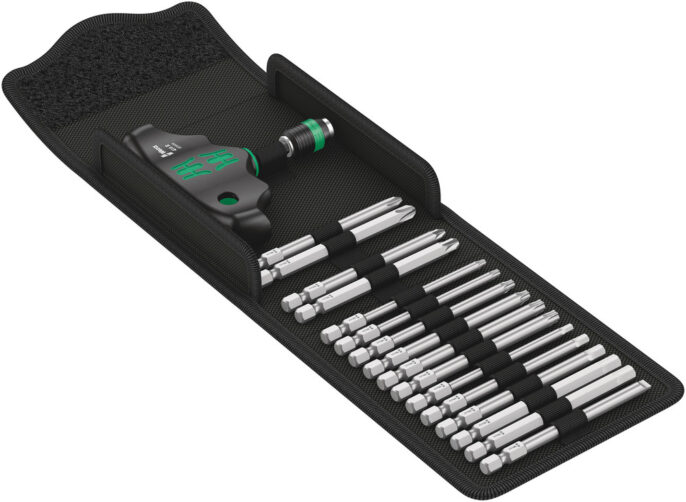 Wera 057470 Kraftform Kompakt 400 17 Piece Rapidaptor T-handle Screwdriver Bit Set