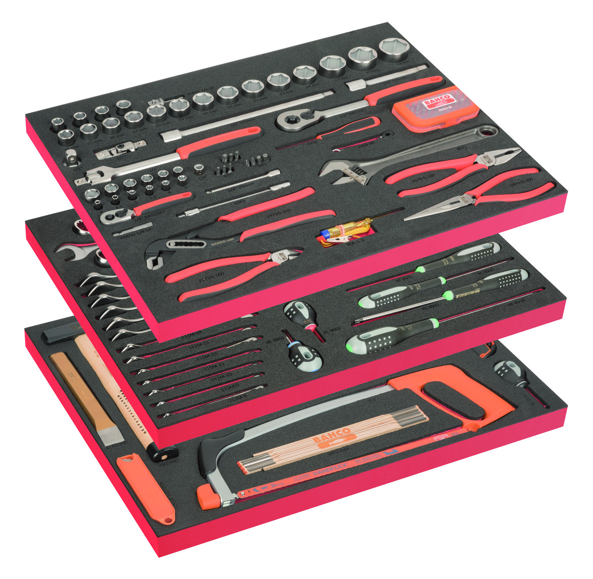 Bahco 158 Piece BASIC Foam Inlay Tool Kit in E72 5 Drawer