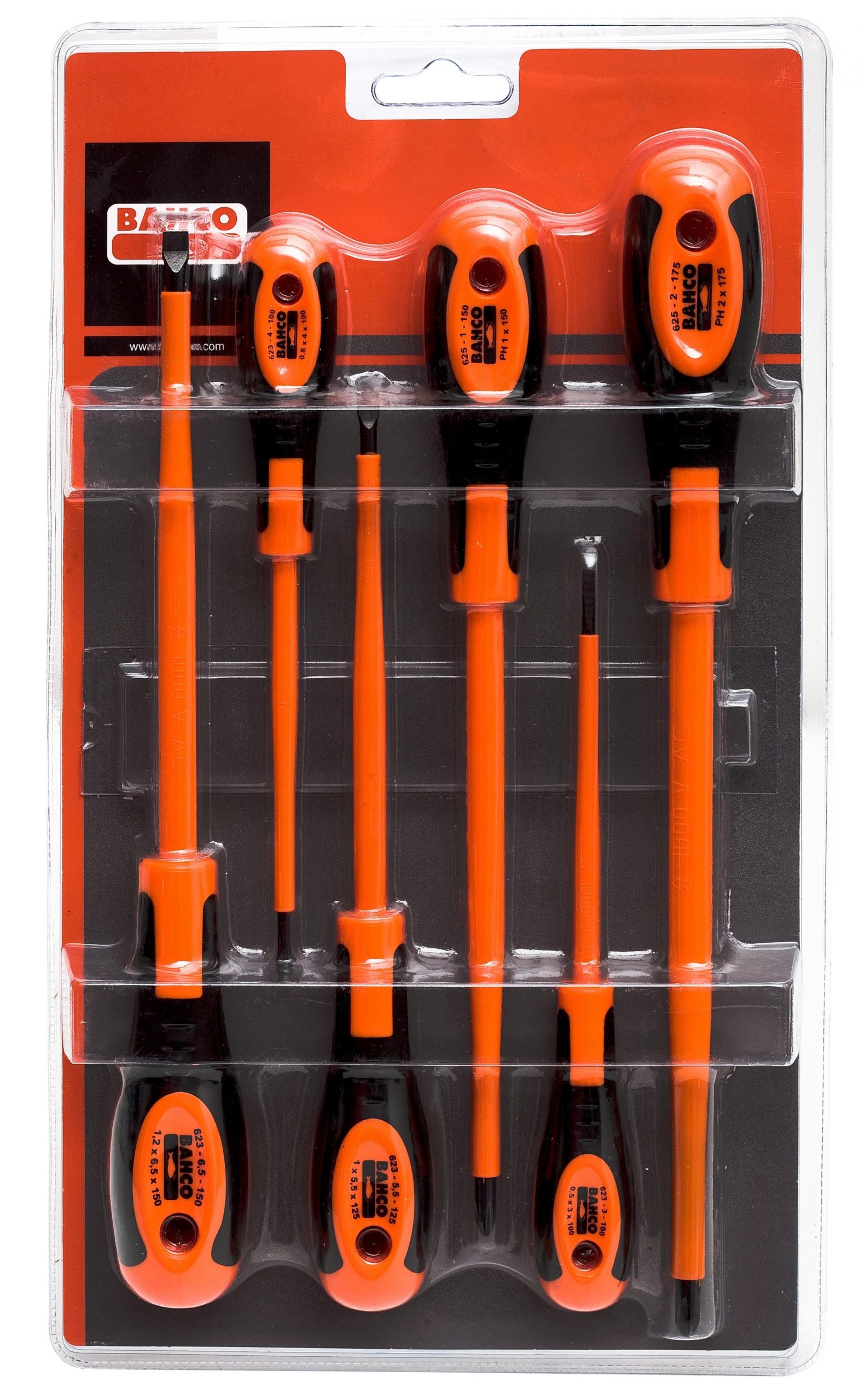 Bahco 620-6 6 Piece VDE Insulated Screwdriver Set Slotted & Phillips 
