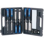 Draper 88605 8 Piece Wood Chisel Set With Sharpening Stone &amp; Honing Guide