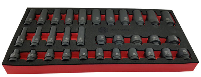 Britool Hallmark MSDPSET32 32 Piece 3/8" Drive 6 Point Standard and Deep Impact Socket Set 7-22mm