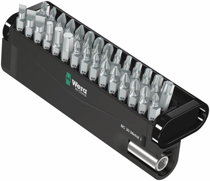 Wera Bit-Check 30 Metal 1 Screwdriver Bit Set & Holder PH/PZ/TX/SL/HX - 057434