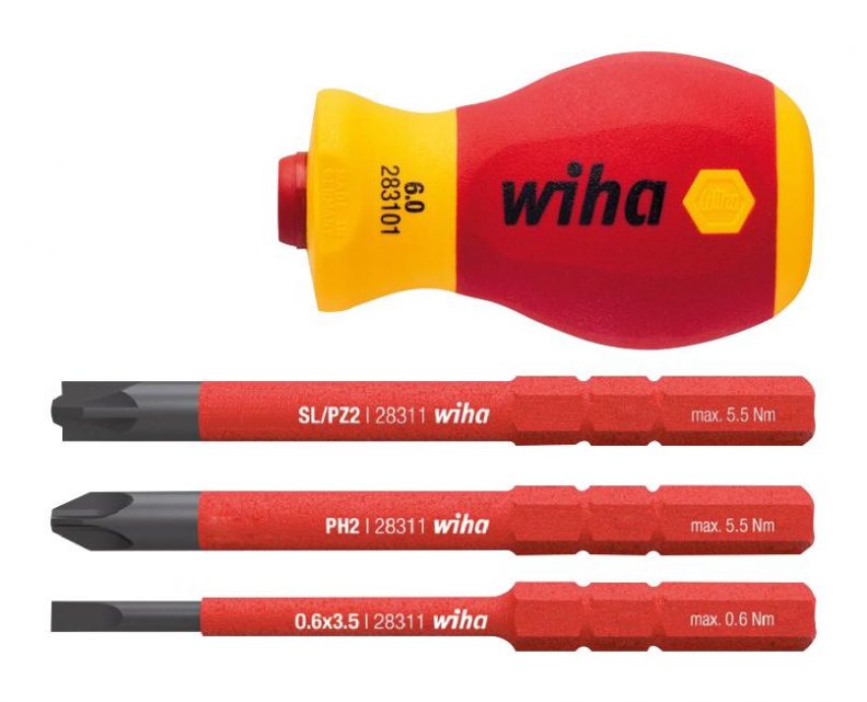 Wiha 41230 3 Piece slimVario®Stubby VDE Interchangeable Screwdriver