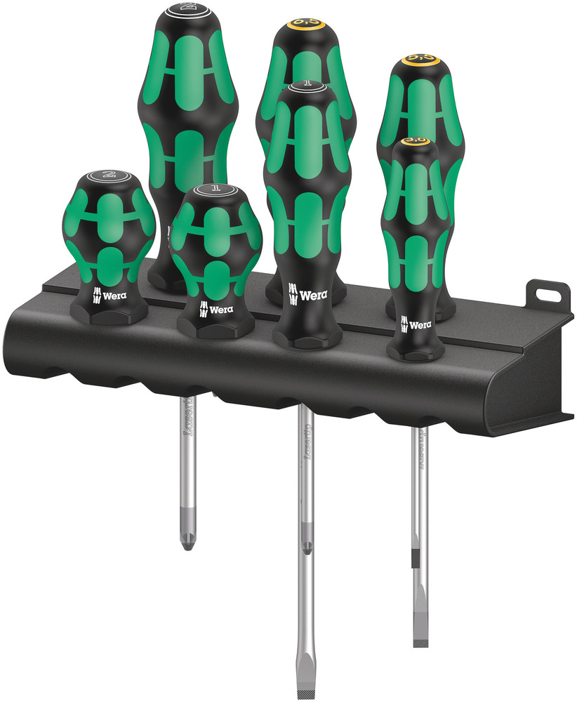 Wera 008901 300/7 Mix 2 7 Piece Kraftform Stubby & Standard Screwdriver Set (Pozi / Slot)