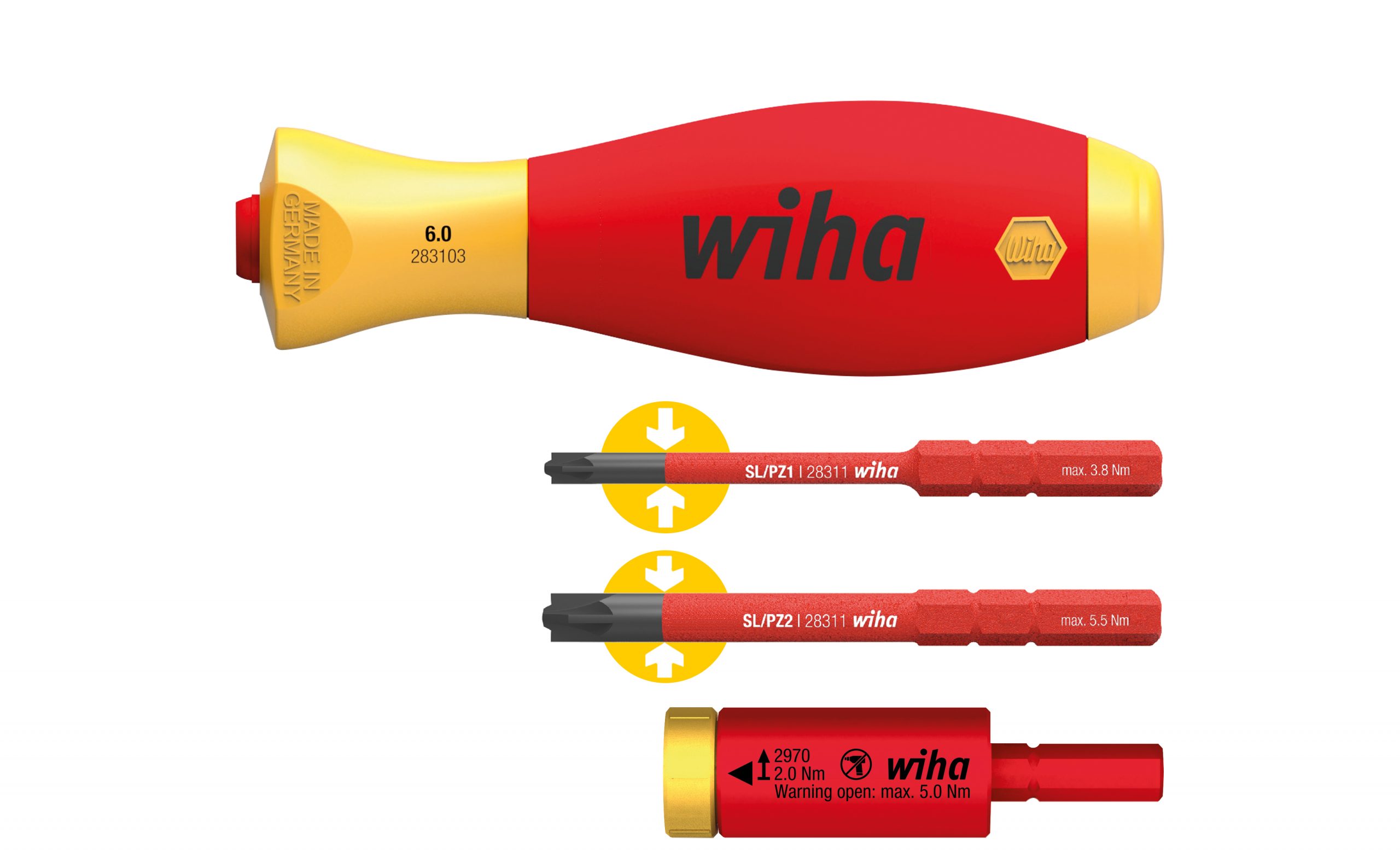 Wiha 41477 4 Piece VDE easyTorque Electric slimVario® Screwdriver Set With SL/PZ SlimBits