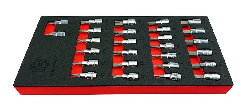 Britool Hallmark M2BTXHSET27 27 Piece 3/8″ Drive Hexagon/Torx Bit Socket Set in Foam