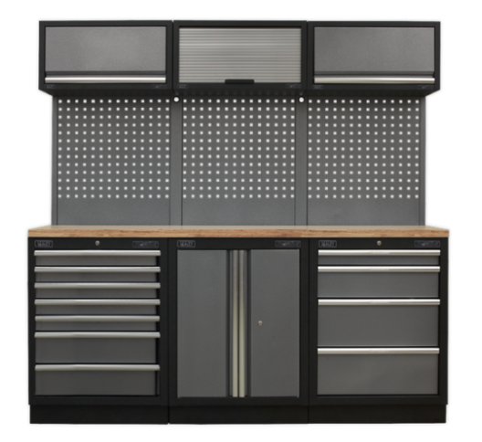 Sealey APMSSTACK07W Superline Pro Storage System With Wood Worktop - 2 Metre