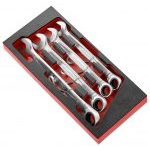 Facom MODM.467J4SLS 4 Piece Tethered Metric Ratchet Combination Spanner Set Supplied in Foam Module Tray 21-27mm