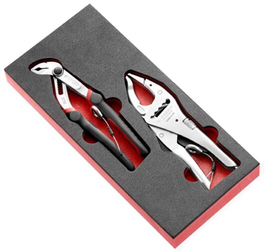 Facom MODM.CPE1SLS 2 Piece Tethered Lock and Multigrip Plier Set Supplied in Foam Module Tray