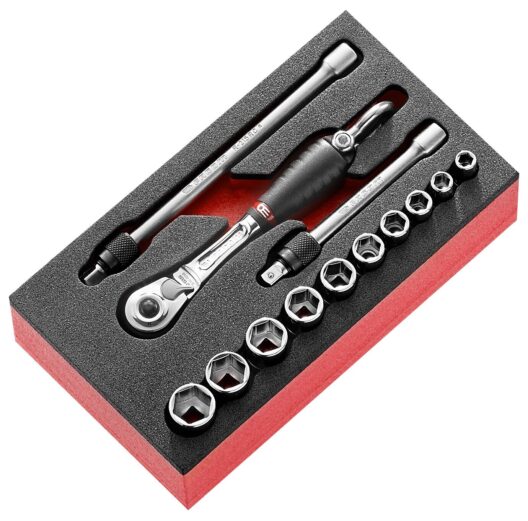 Facom MODM.RL1SLS Tethered 13 Piece 1/4" Drive Socket Set Supplied in Foam Module