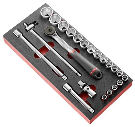 Facom MODM.S.161-212U 1/2" Drive Imperial Bi-Hexagon (12-Point) Socket Set Supplied in Foam Module AF