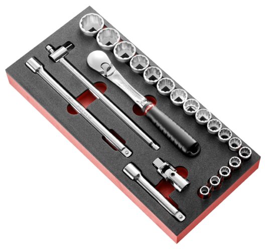 Facom MODM.SL161-212U 1/2" Drive Imperial Bi-Hexagon (12-Point) Socket Set Supplied in Foam Module AF