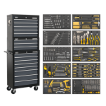 Siegen by Sealey AP35TBCOMBO Tool Chest Combination 16 Drawer with Ball Bearing Slides - Black/Grey &; 420pc Tool Kit