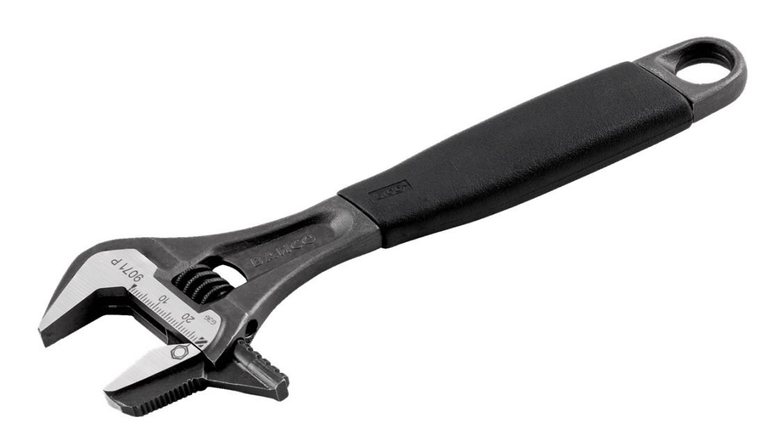 Bahco 9071P Black Finish Comfort Grip Adjustable Wrench With Reversible