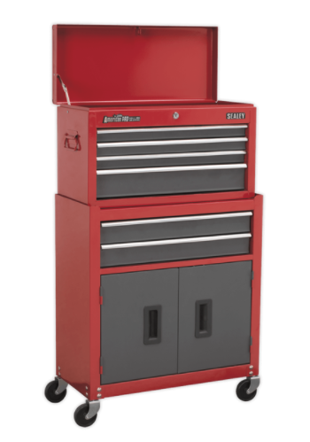 Sealey AP2200BB Topchest & Rollcab Combination 6 Drawer with Ball-Bearing Slides - Red/Grey