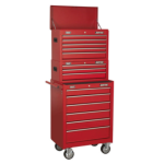 Sealey AP22STACK Topchest, Mid-Box and Rollcab 14 Drawer Stack - Red