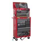 Sealey AP2250BBCOMBO Topchest and Rollcab Combination 14 Drawer with Ball-Bearing Slides - Red/Grey &amp; 239pc Tool Kit