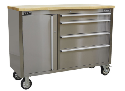 Sealey AP4804SS Mobile Stainless Steel Tool Cabinet 4 Drawer