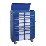Sealey  AP41COMBOBWS Retro Style Extra-Wide Topchest &amp; Rollcab Combination 10 Drawer Blue/White Stripes