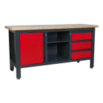 Sealey AP1905B Workstation with 3 Drawers, 1 Cupboard &; Open Storage
