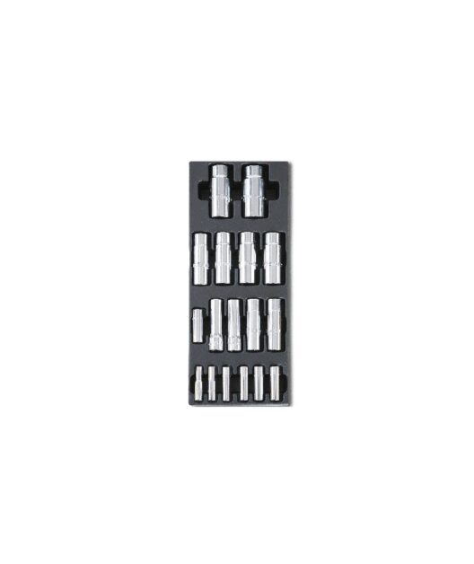 Beta T103 17 Piece 1/4" & 1/2" Drive Deep Socket Set in Plastic Module Tray 6-27mm