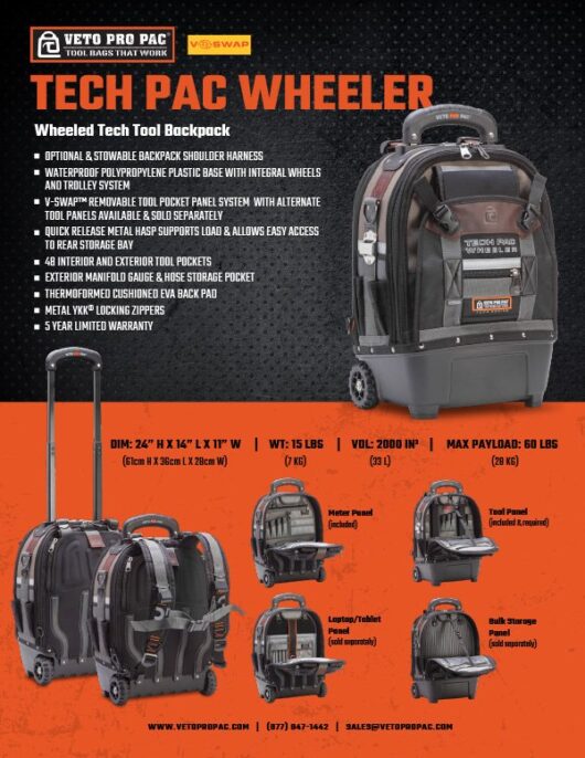 Veto Pro Pac TECH PAC WHEELER Backpack Rolling Tool Bag PrimeTools - Main Image