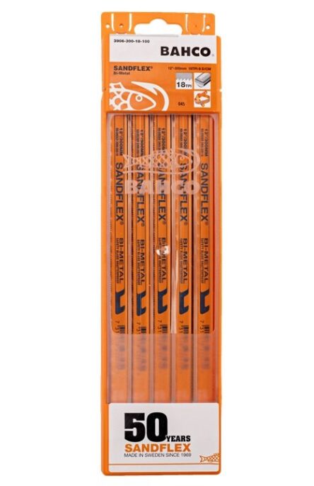 Bahco 3906 Sandflex Bi-Metal Shatterproof Hacksaw Blades 300mm/12" - 24TPI - 100 Pack