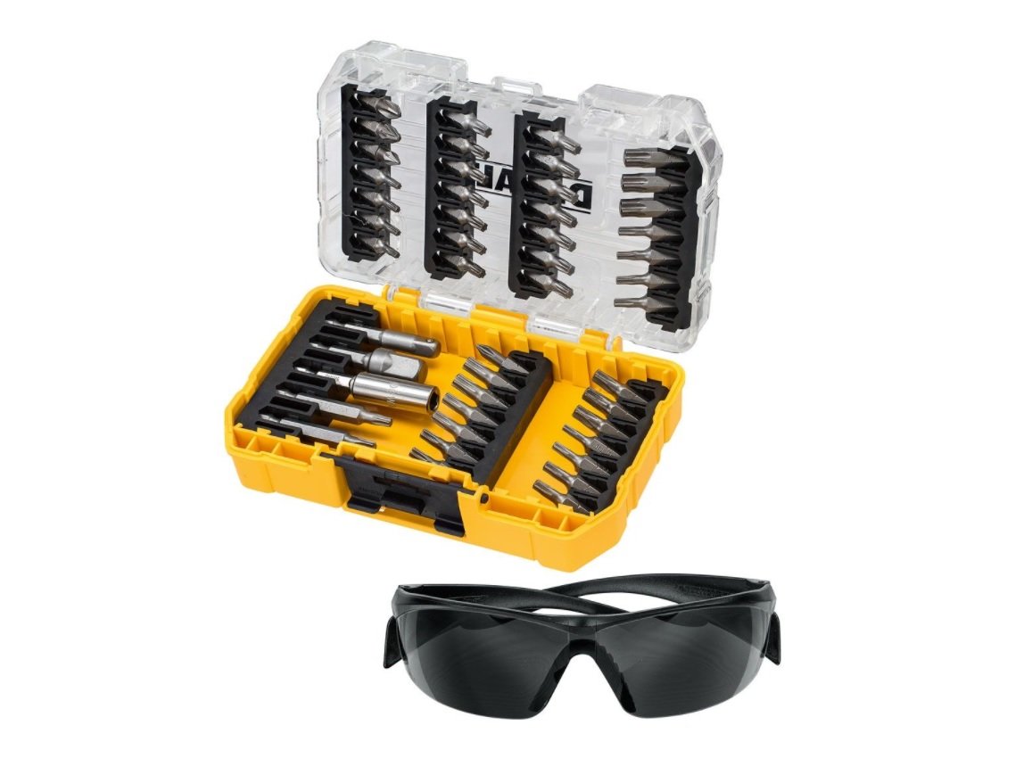 Dewalt DT70704 47 Piece Screwdriver Bit Set & Safety Glasses Torx Pozi Phillips Tamper Torx