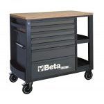 Beta RSC24L/7-A 7 Drawer Mobile Roller Cabinet Workstation and Side Shelves - Anthracite Grey