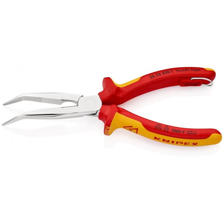 Knipex 26 26 200 T VDE Insulated Bent Nose Side Cutting Pliers (Stork Beak Pliers) Tethered- 200mm - Image 3