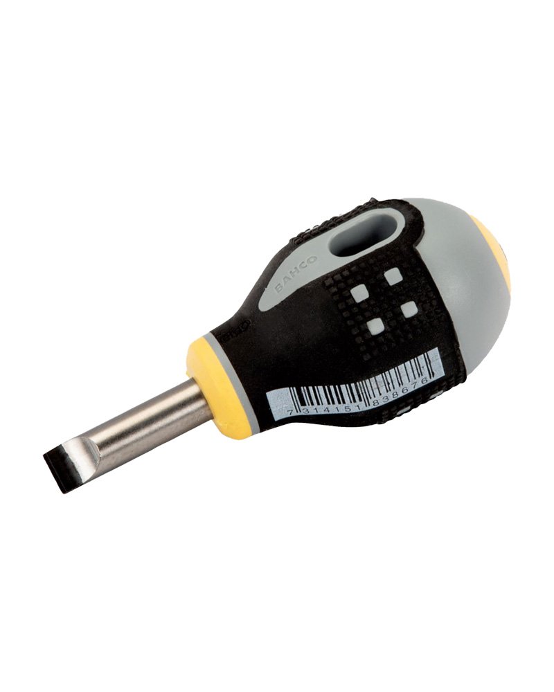 Bahco BE-8330 ERGO™ Slotted Straight Tipped Screwdrivers with Stubby Rubber Grip – 3.5mm x 25mm