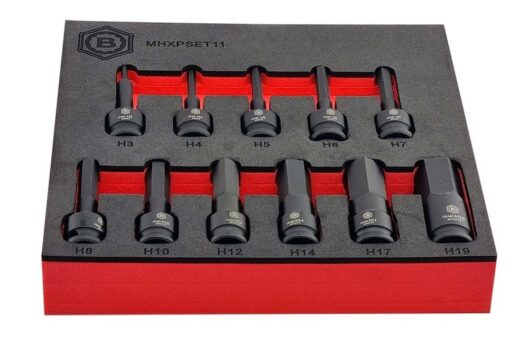 Britool Hallmark MHXPSET11 11 Piece 3/8" Drive Impact Hex Bit Socket 3 - 19mm