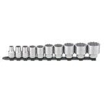 Stahlwille 12918/10-50 10 Piece 1/2" Drive 12 Point Metric Socket Set on Rail 10mm - 32mm