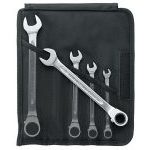 Stahlwille 17/5 5 Piece Ratcheting Combination Spanner Set In Tool Roll 8-19mm