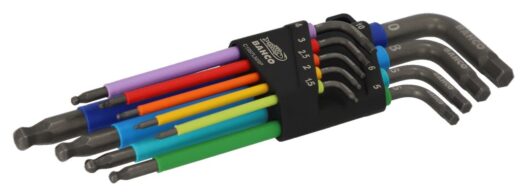 Bahco C1997LM/9P 9 Piece Metric Long Ball End Coloured Hexagon Allen Key Set 1.5 - 10mm