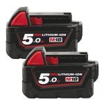 Milwaukee M18B5 18V 5.0Ah Red Lithium-Ion Batteries (Twin Pack)