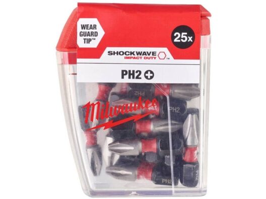 Milwaukee 4932472037 25 Piece Shockwave Impact Duty Screwdriver Bit PH2 x 25mm