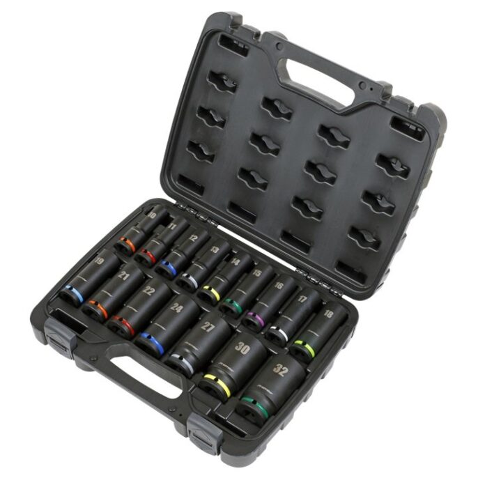 Sealey AK5818M 16 Piece 1/2" Drive Deep Impact Metric Socket Set in Case 10-32mm