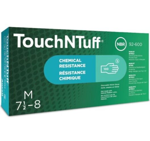 Ansell TouchNTuff 92-600 Disposable Nitrile Gloves with Enhanced Splash Protection x 100 Size: Medium