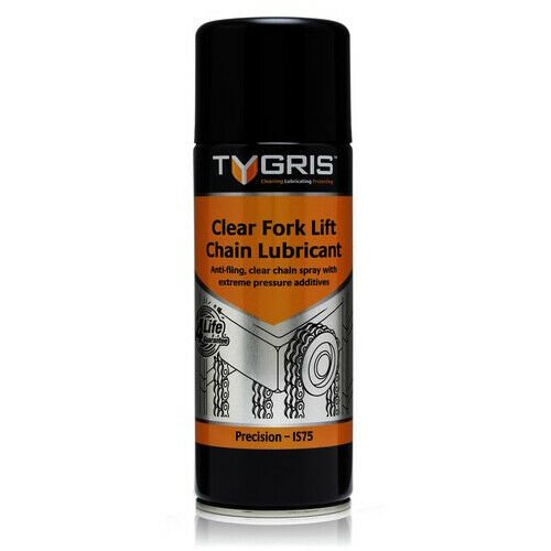 6 x Tygris IS75 Clear Fork Lift Chain Lubricant Spray Grease 400ml