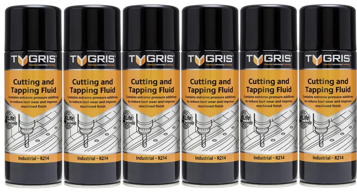 6 x Tygris R214 Cutting, Tapping & Drilling Lubricant Spray 400ml Pack of 6 PrimeTools