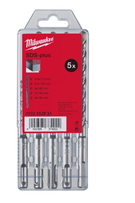Milwaukee 4932352834 5 Piece Masonry SDS+ M2  Drill Bit Set
