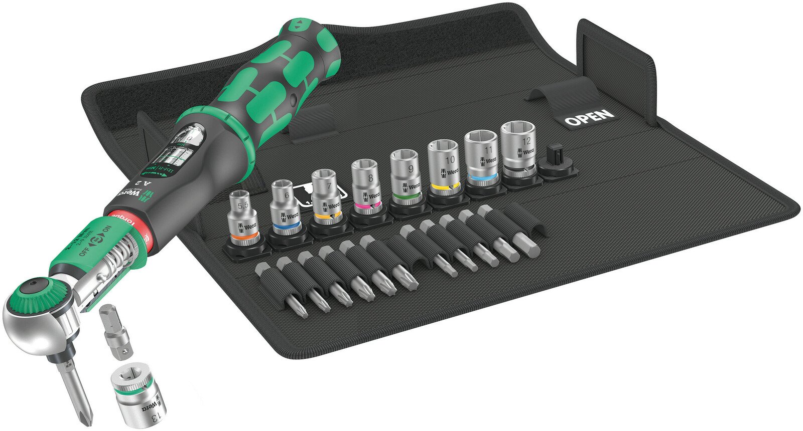 Wera 075832 Safe-Torque A 2 Set 1 Reversible 1/4" Hexagon Drive Bit Holding Torque Wrench Set 2-12Nm