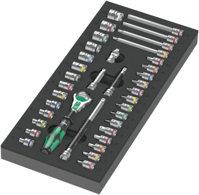 Wera 150110 (9720) 8000 A Zyklop 1/4" Drive 37 Piece Socket Foam Module Set