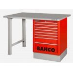 Bahco 1495K8CRDWB18TS Heavy Duty Steel Top Workbench With 8 Drawer Red Cabinet 1800mm Long