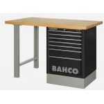 Bahco 1495K8CBKWB18TW Heavy Duty Wooden Top Workbench With 8 Drawer Black Cabinet 1800mm Long