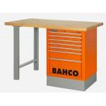 Bahco 1495K8CWB18TW Heavy Duty Wooden Top Workbench With 8 Drawer Orange Cabinet 1800mm Long