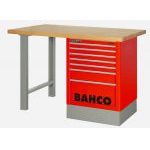 Bahco 1495K6CRDWB18TW Heavy Duty Wooden Top Workbench With 6 Drawer Red Cabinet 1800mm Long