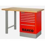 Bahco 1495KH8RDWB15TW Heavy Duty Low Height Wooden Top Workbench With 8 Drawer Red Cabinet 1500mm Long